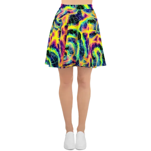 Psychedelic Grid on a Skater Skirt