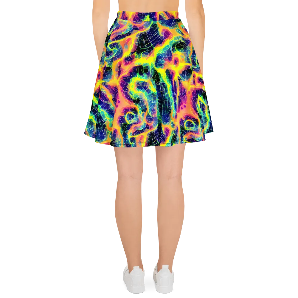 Psychedelic Grid on Skater Skirt — Back