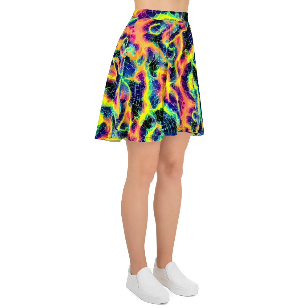 Psychedelic Grid on Skater Skirt — Right