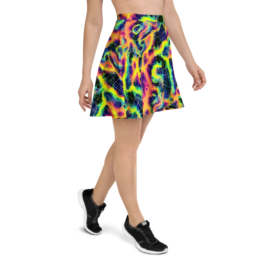 Psychedelic Grid on Skater Skirt — Right