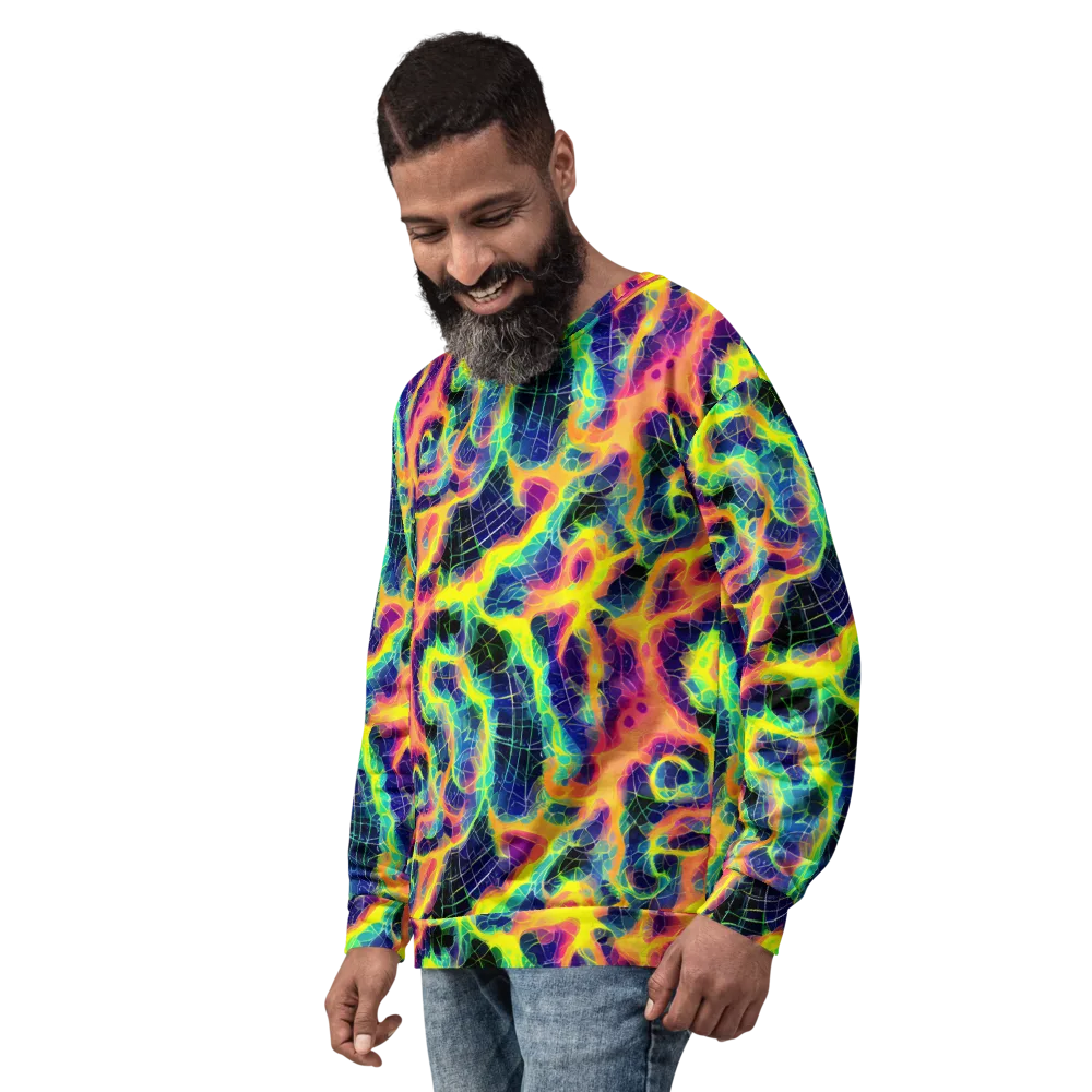 Psychedelic Grid on Sweatshirt — Left Front