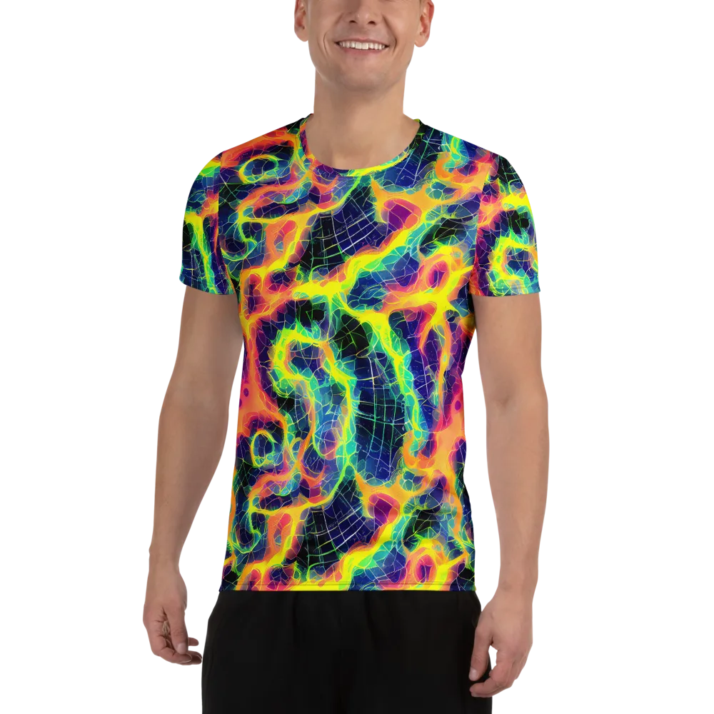 Psychedelic Grid on Men's Athletic T-Shirt — Front