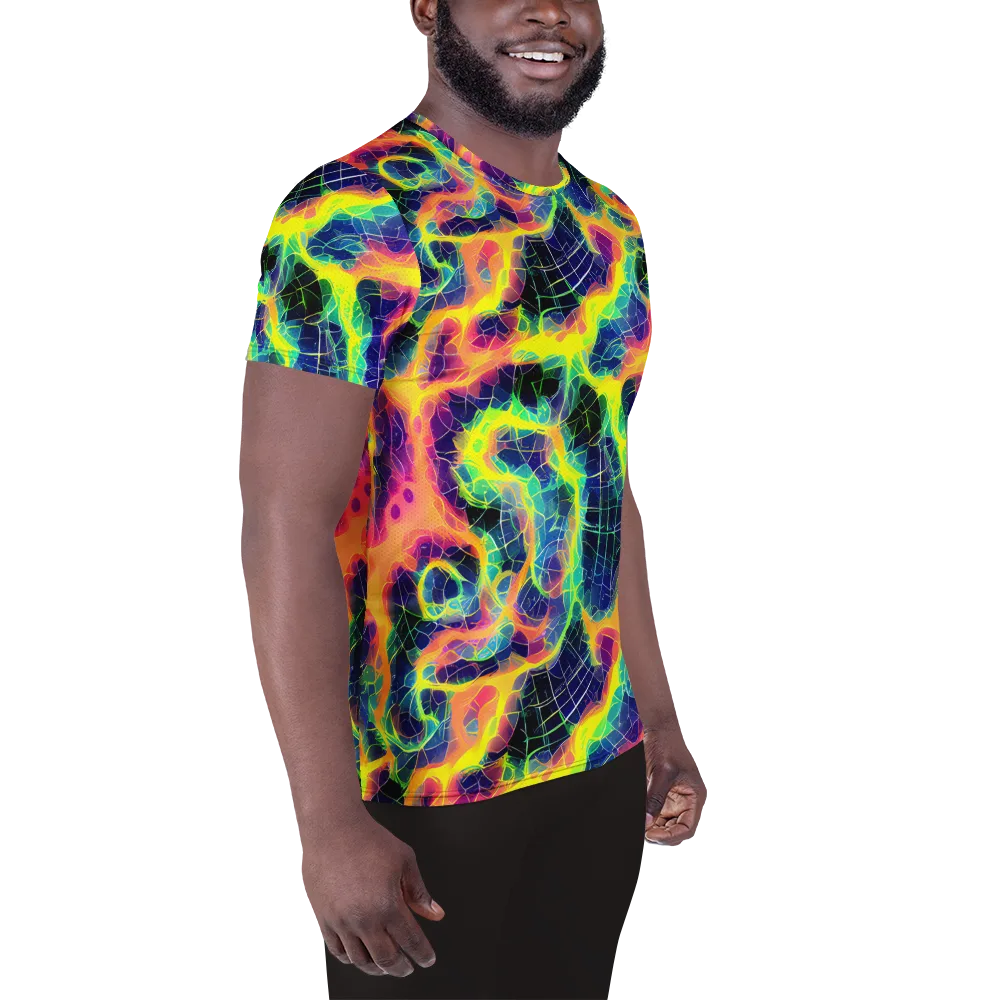 Psychedelic Grid on Men's Athletic T-Shirt — Right