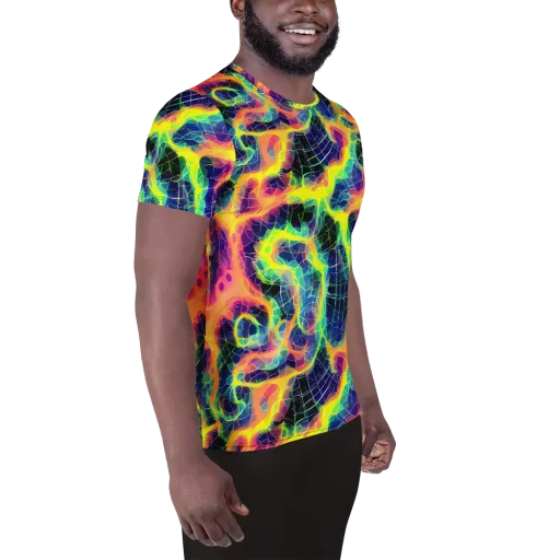 Psychedelic Grid on a Men's Athletic T-Shirt
