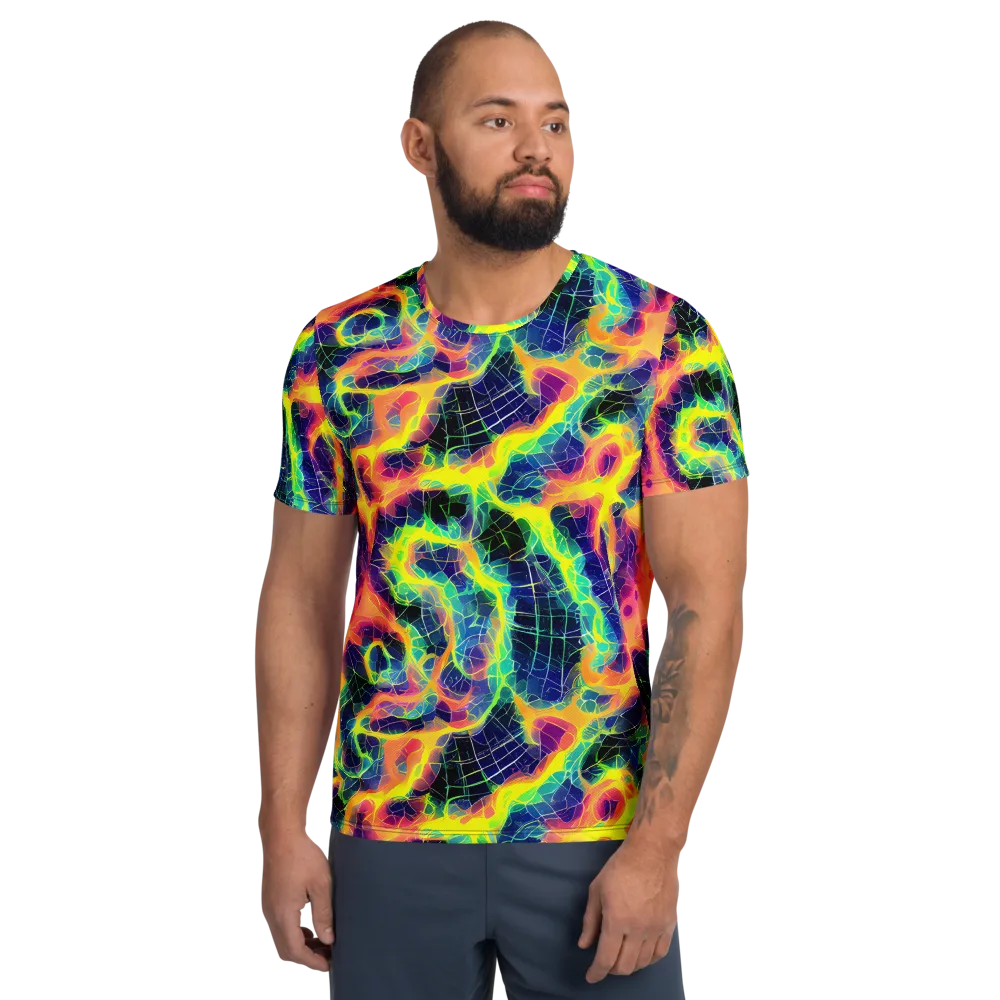 Psychedelic Grid on Men's Athletic T-Shirt — Front