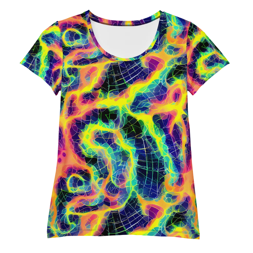 Psychedelic Grid on Women's Athletic T-Shirt — Front