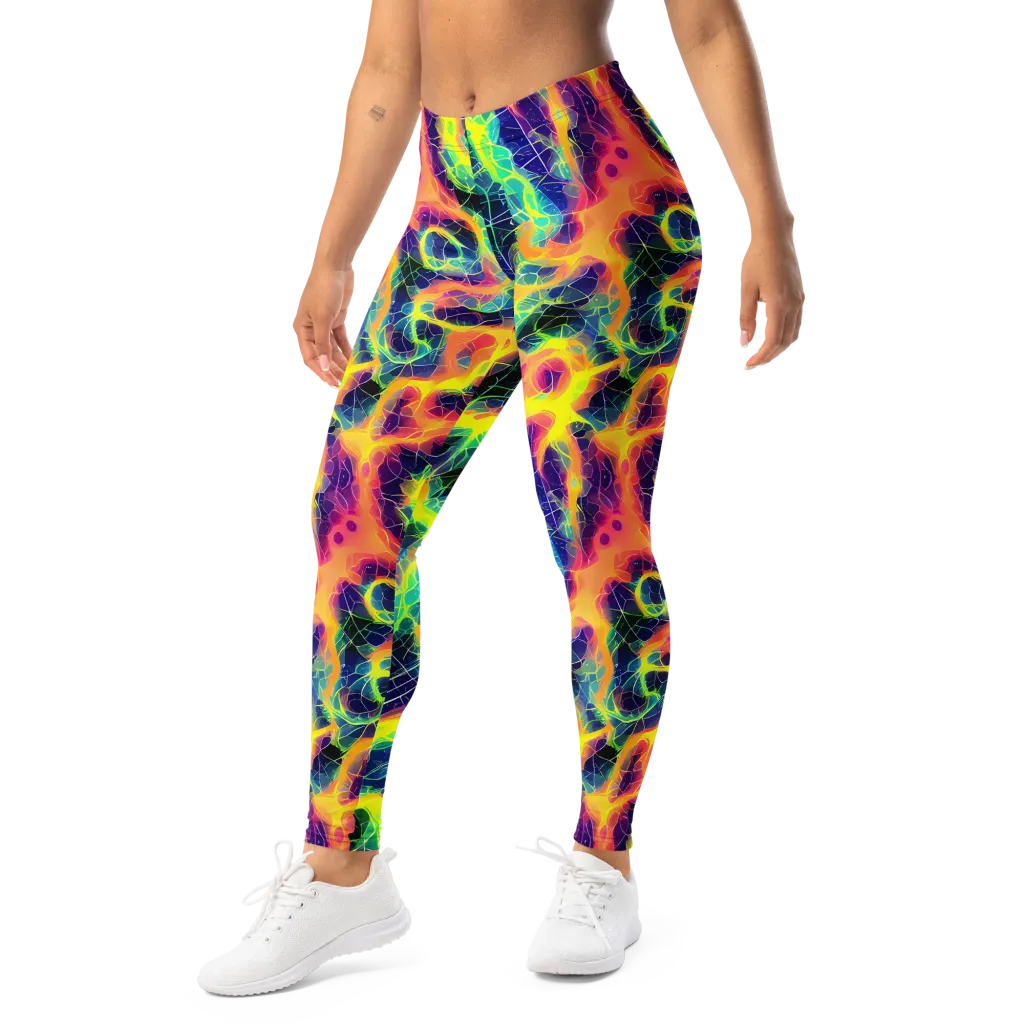 Psychedelic Grid on Leggings — Left Front