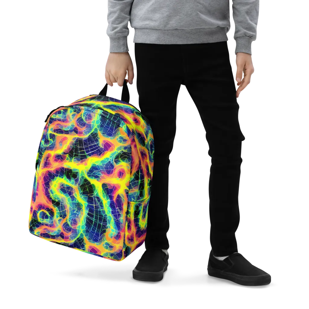 Psychedelic Grid on Minimalist Backpack — Zoomed-in