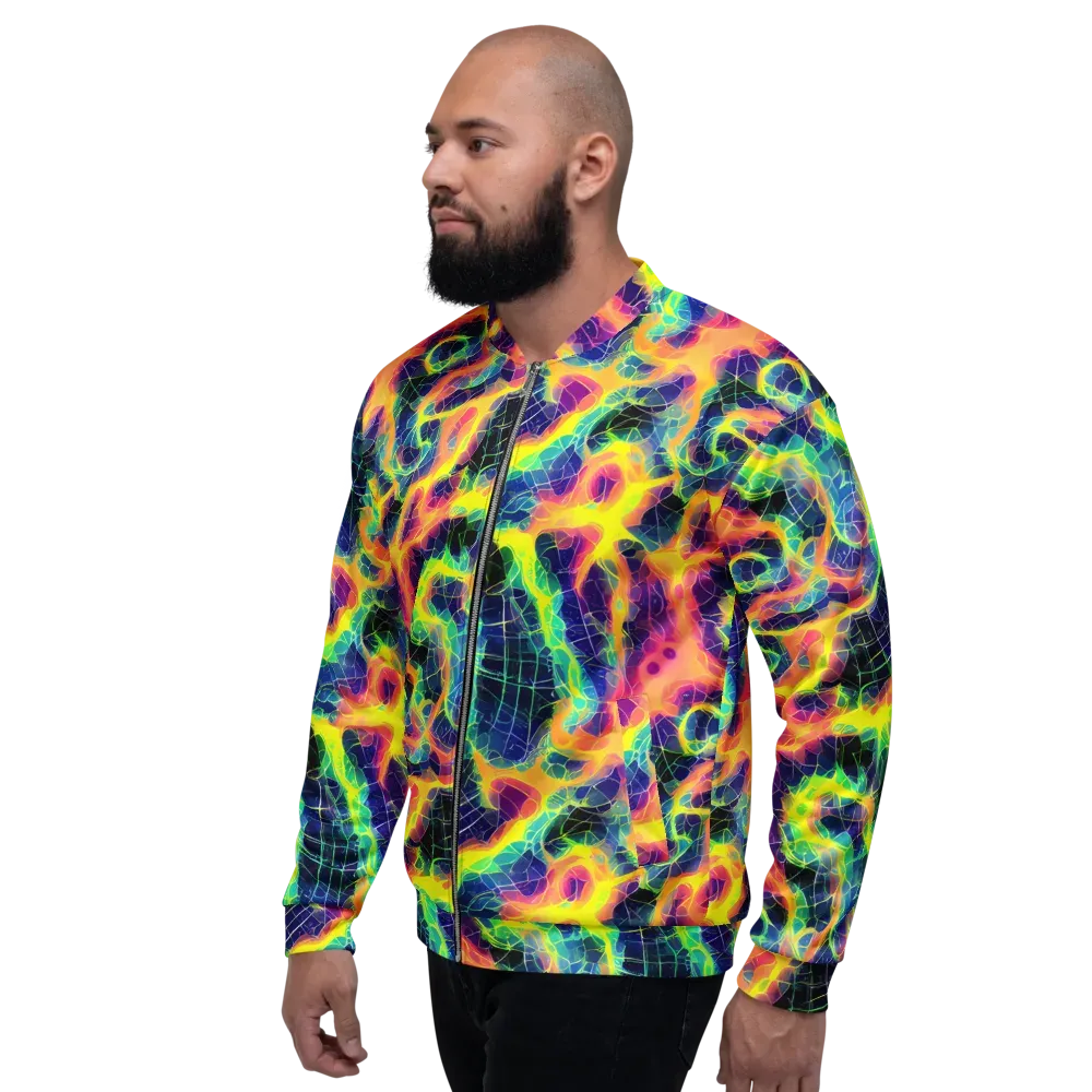Psychedelic Grid on Bomber Jacket — Left