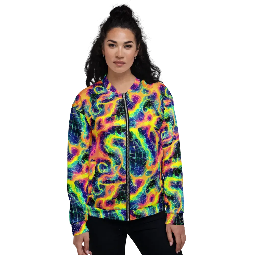 Psychedelic Grid on Bomber Jacket — Front
