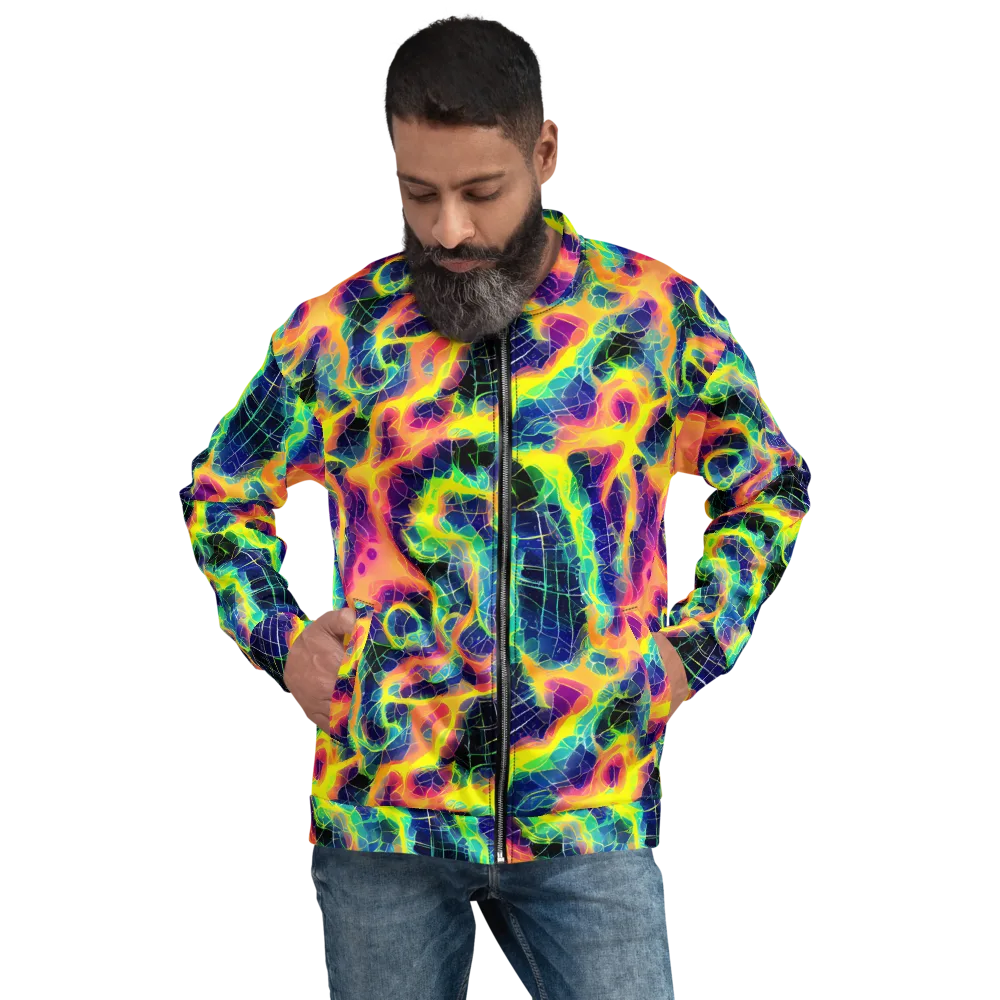Psychedelic Grid on Bomber Jacket — Front