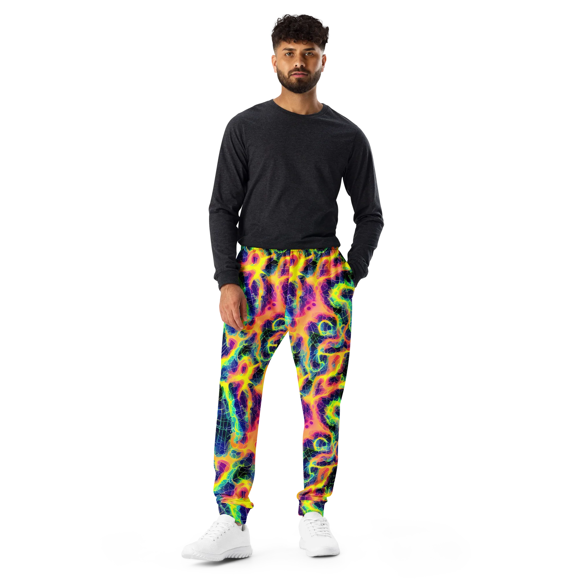 Psychedelic Grid on Men's Joggers — Front