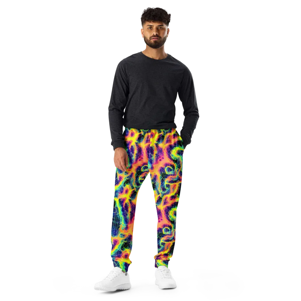 Psychedelic Grid on Men's Joggers — Front