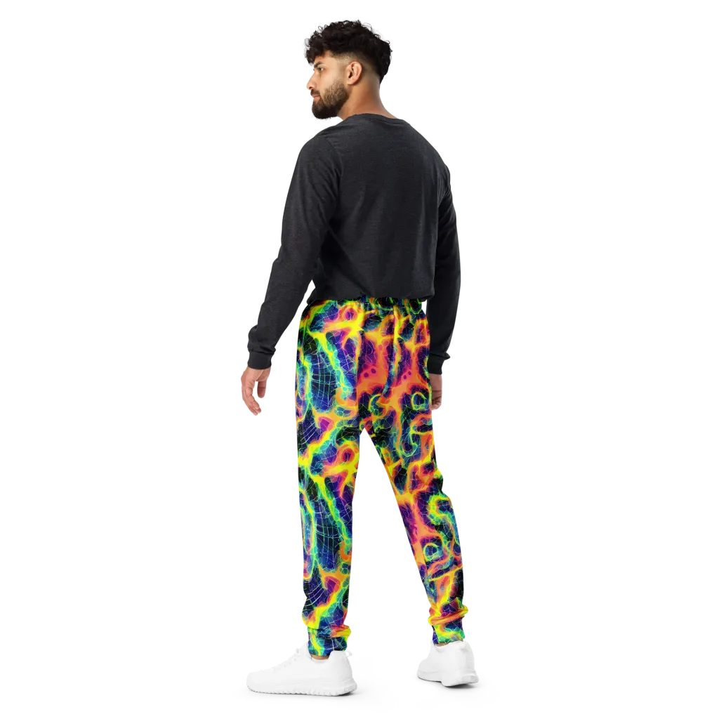 Psychedelic Grid on Men's Joggers — Back