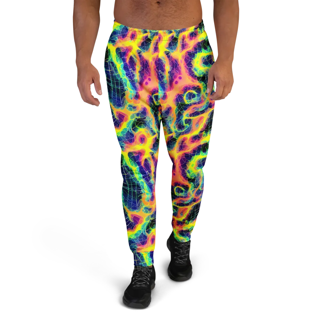 Psychedelic Grid on Men's Joggers — Front