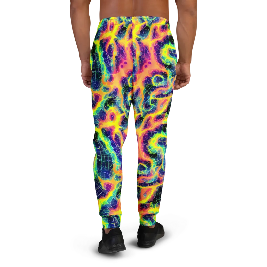 Psychedelic Grid on Men's Joggers — Back