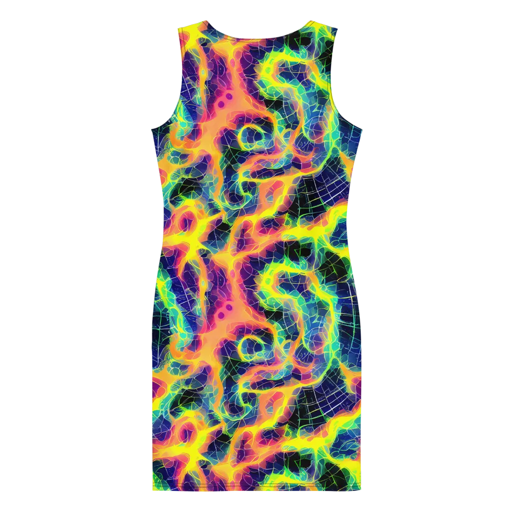 Psychedelic Grid on Bodycon Dress — Back