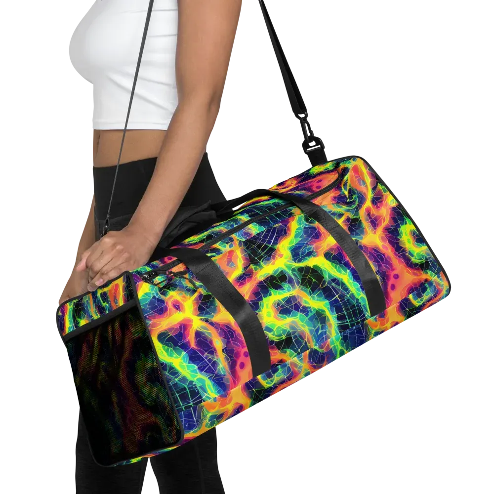Psychedelic Grid on Duffle Bag — Front