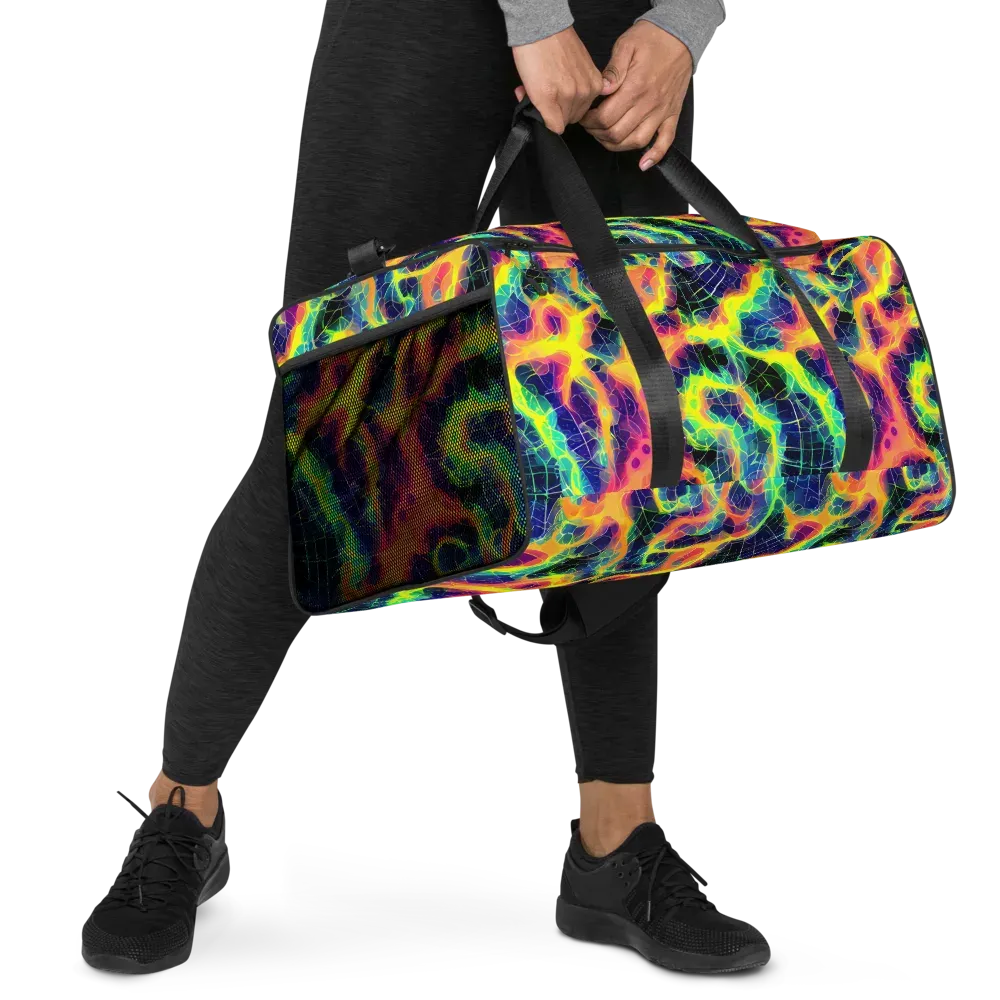 Psychedelic Grid on Duffle Bag — Right Front