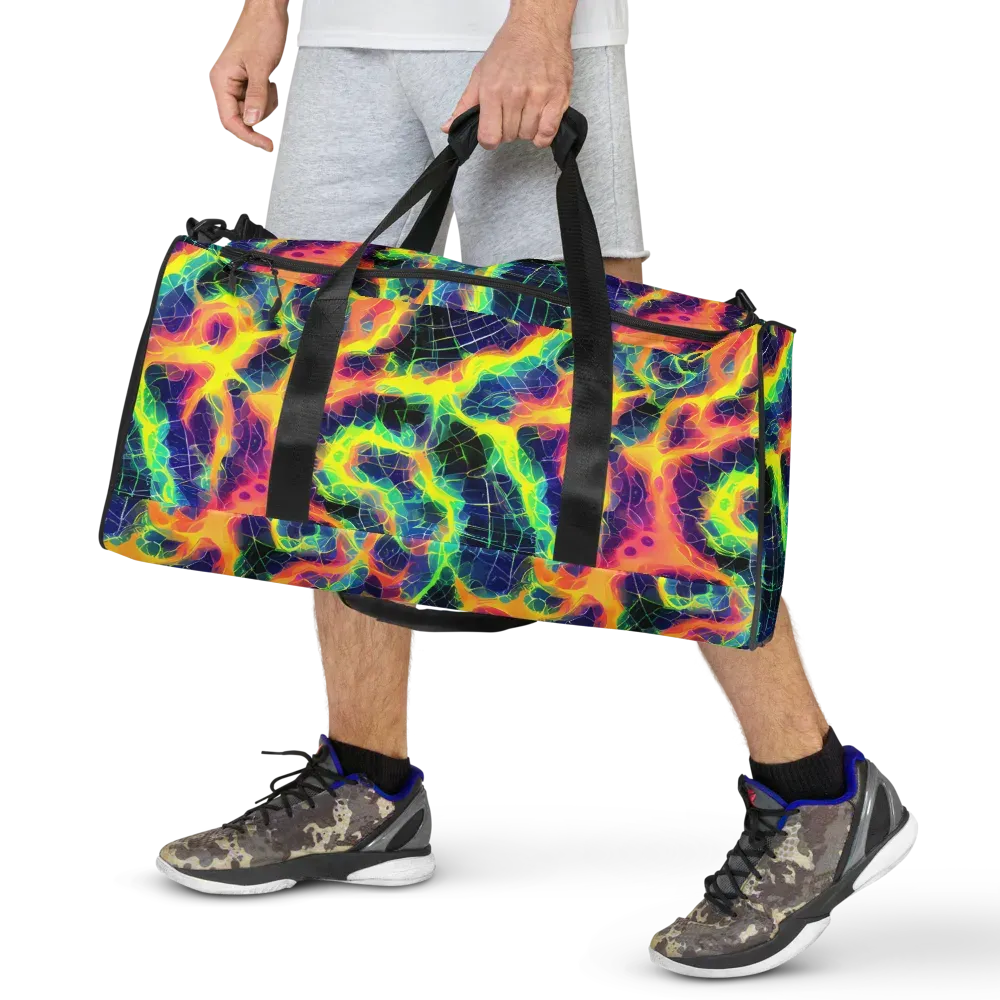 Psychedelic Grid on Duffle Bag — Front