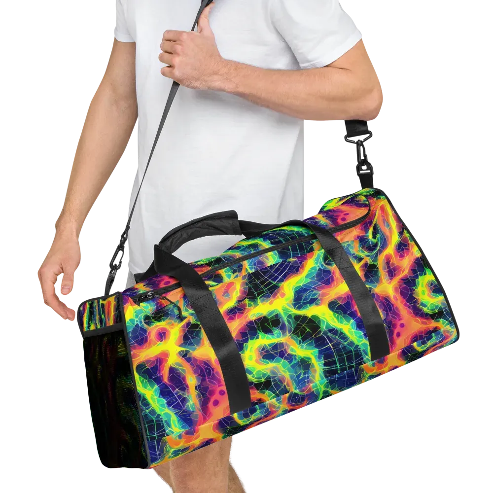 Psychedelic Grid on Duffle Bag — Right Front