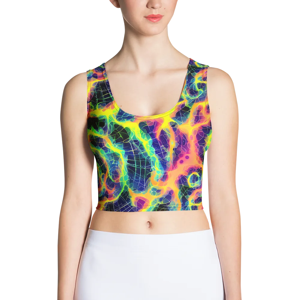 Psychedelic Grid on Crop Top — Front
