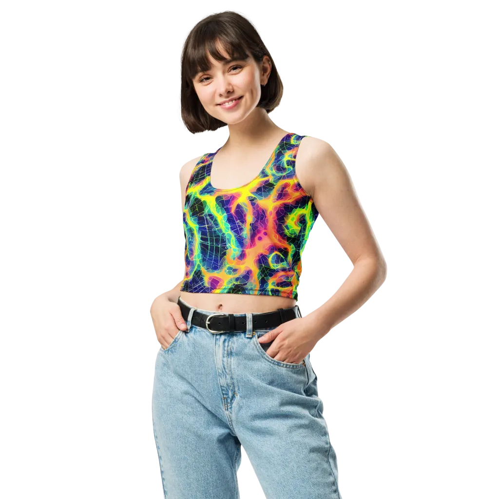 Psychedelic Grid on Crop Top — Front