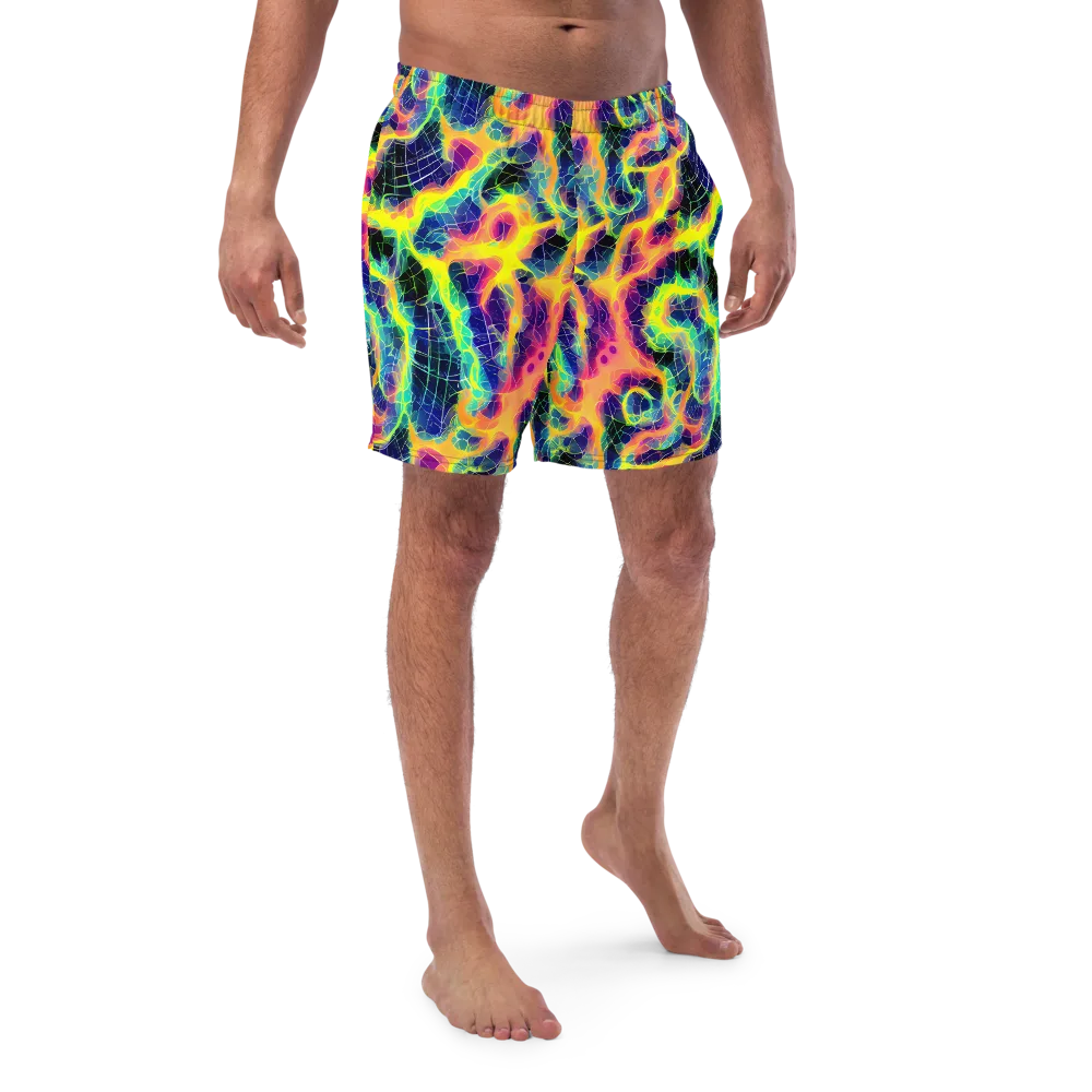 Psychedelic Grid on Swim Trunks — Front