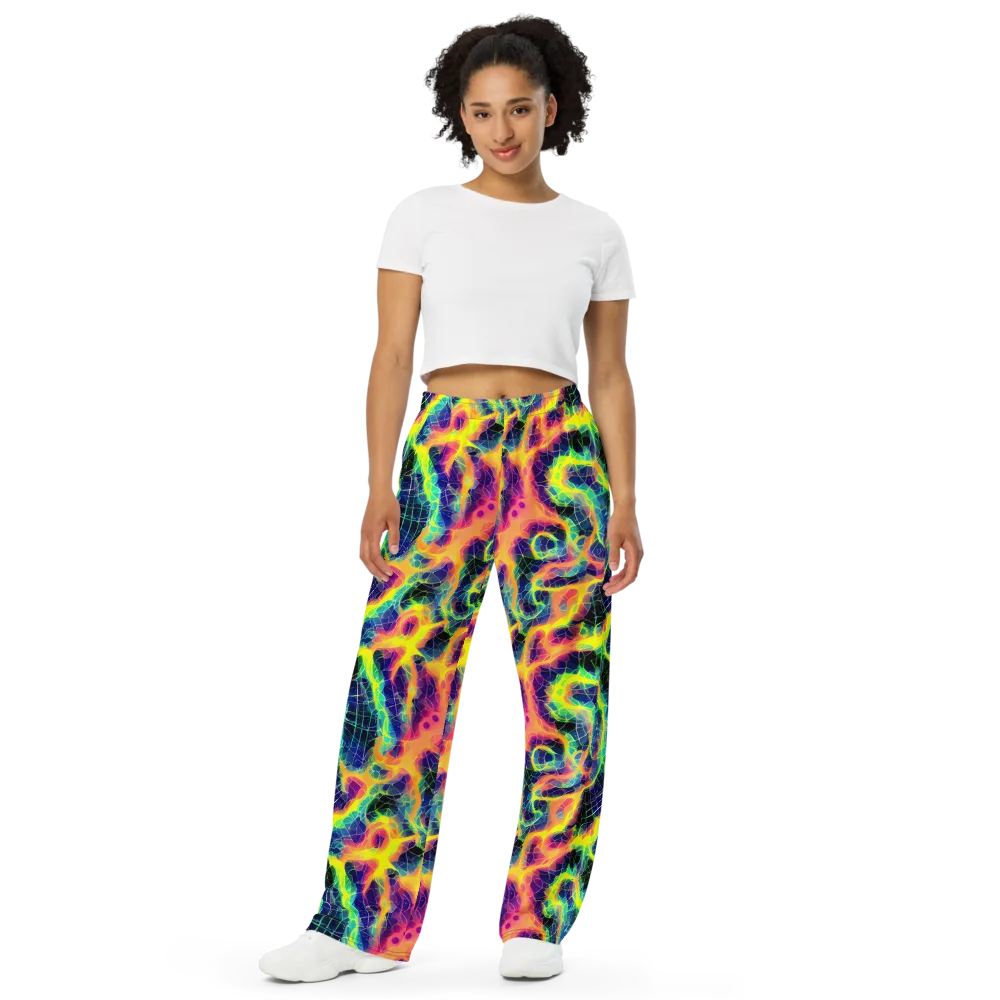 Psychedelic Grid on Wide-Leg Pants — Front
