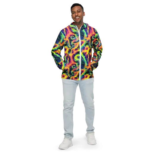 Psychedelic Grid on a Men's Windbreaker
