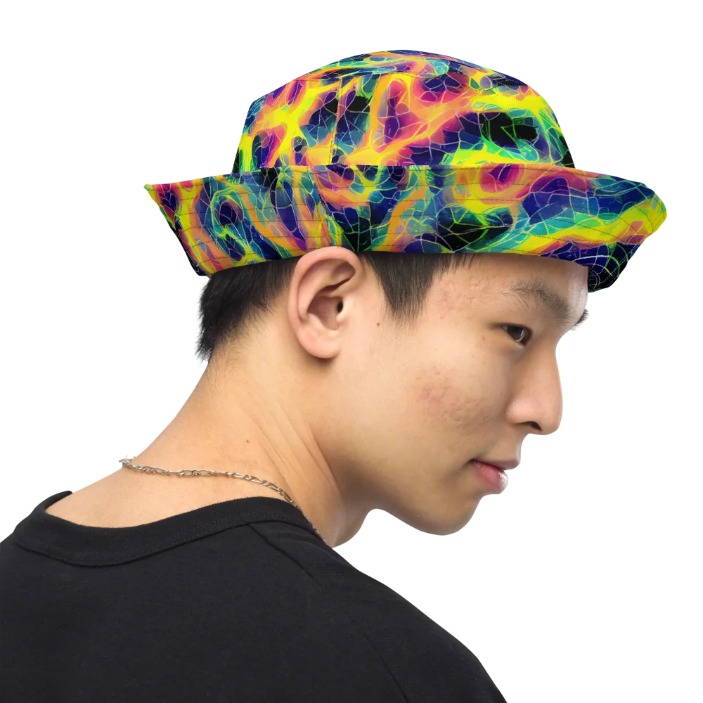 Psychedelic Grid on Reversible Bucket Hat — Right Outside