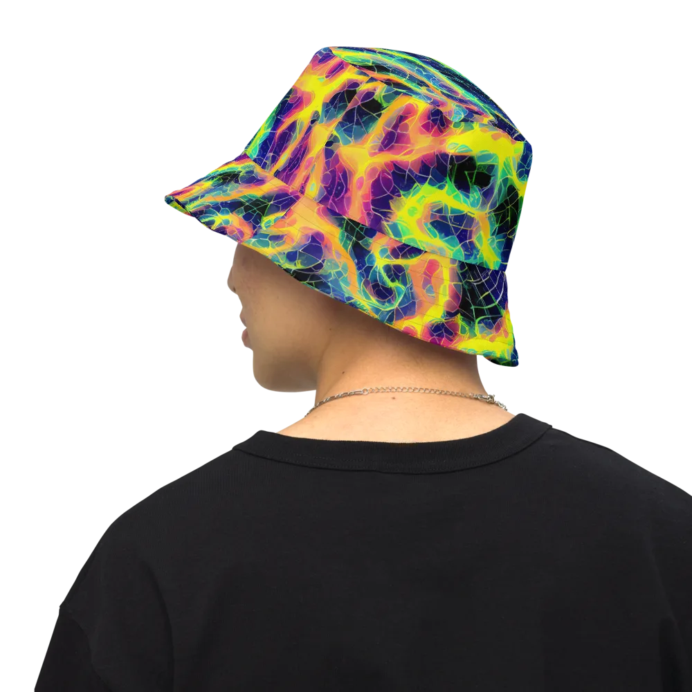 Psychedelic Grid on Reversible Bucket Hat — Back Inside