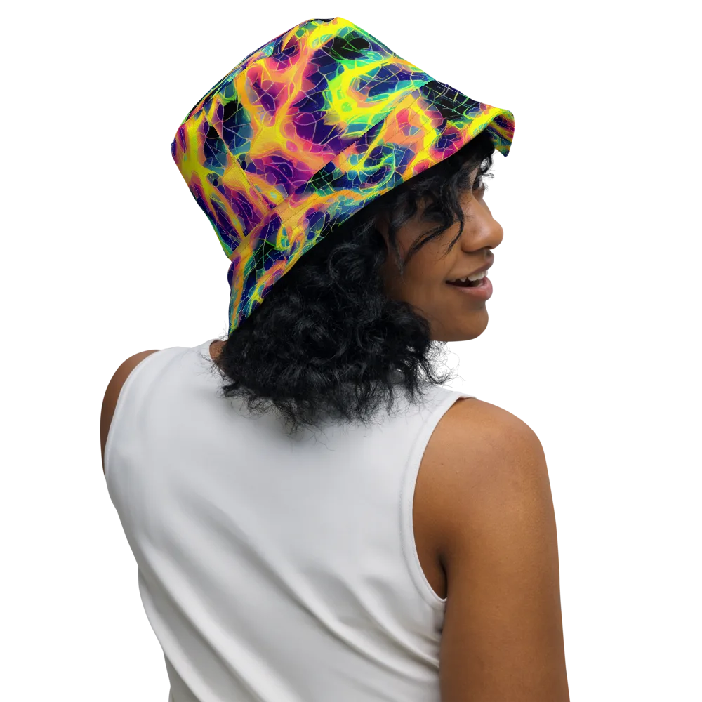 Psychedelic Grid on Reversible Bucket Hat — Right Outside