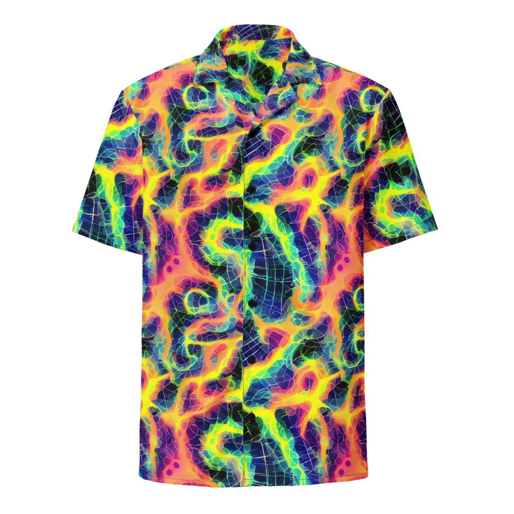 Psychedelic Grid on Button Shirt — Front
