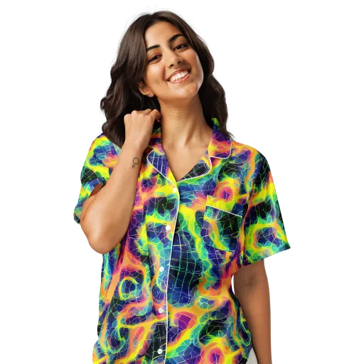 Psychedelic Grid on a Women's Short Sleeve Pajama Top
