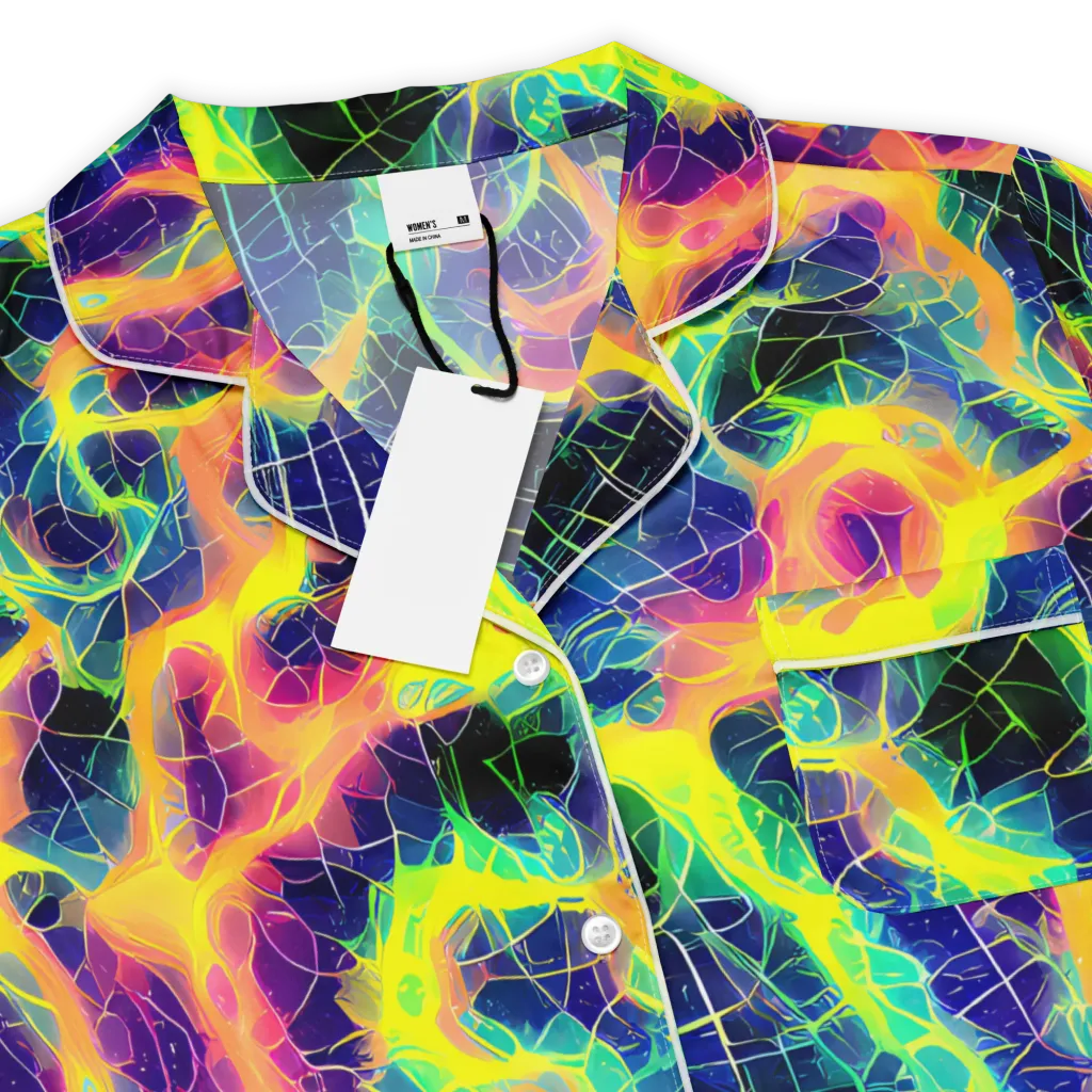 Psychedelic Grid on Women's Short Sleeve Pajama Top — Product details