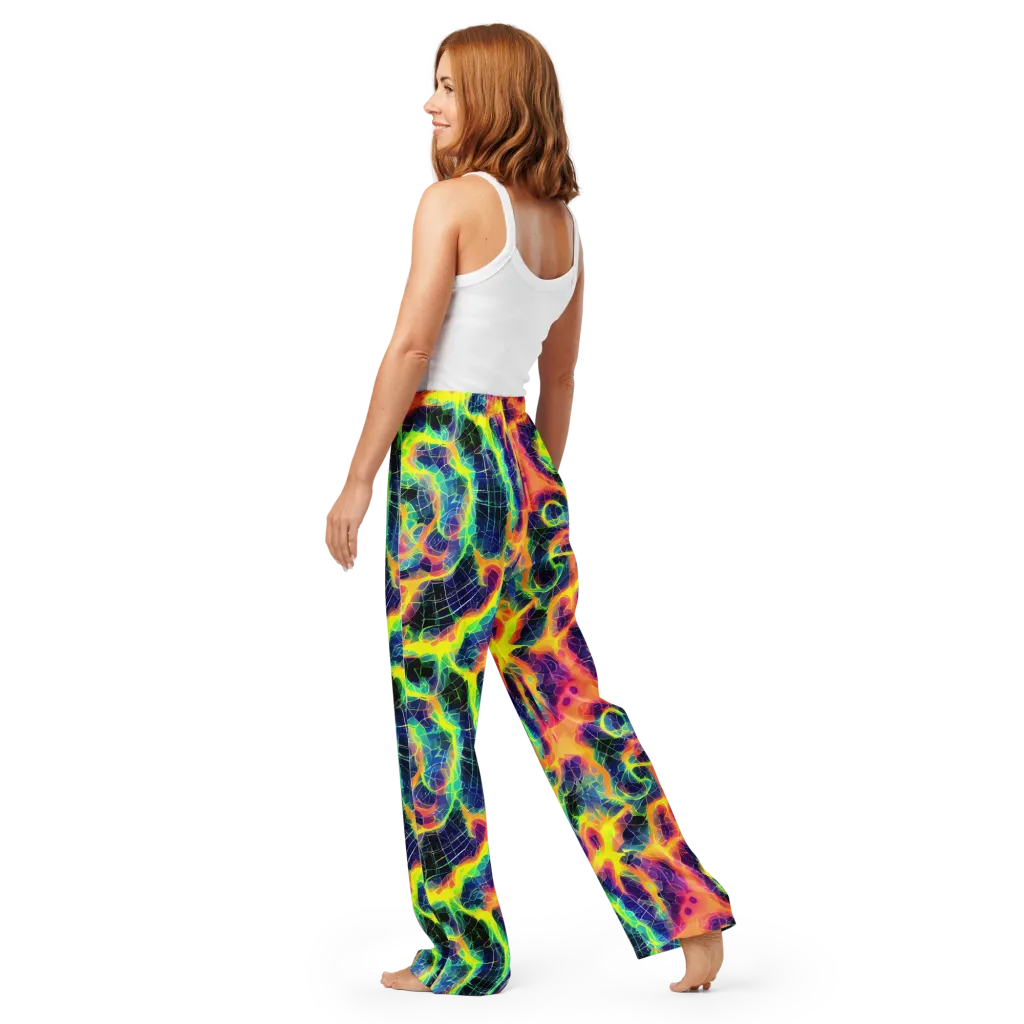 Psychedelic Grid on Women's Pajama Pants — Back