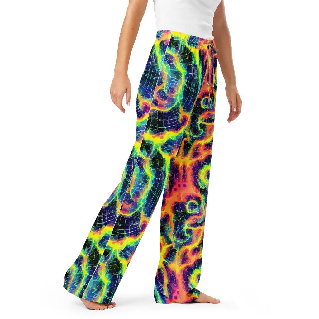 Psychedelic Grid on Women's Pajama Pants — Right Front