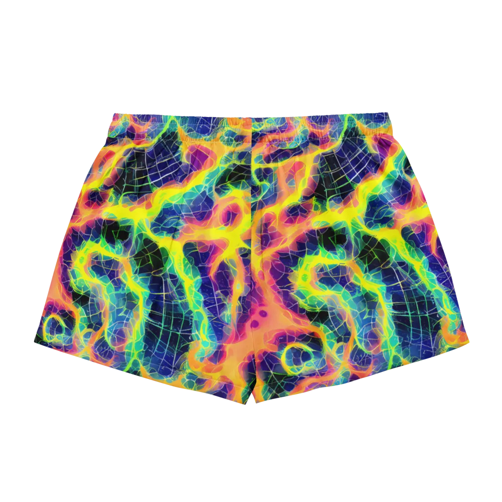Psychedelic Grid on Women's Pajama Shorts — Back
