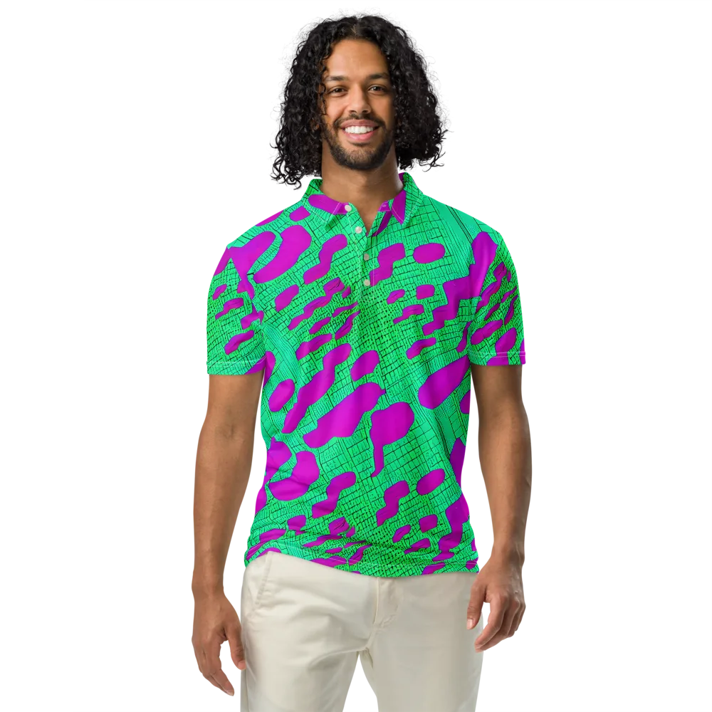 Electric Scale on Men's Slim Fit Polo Shirt — Front