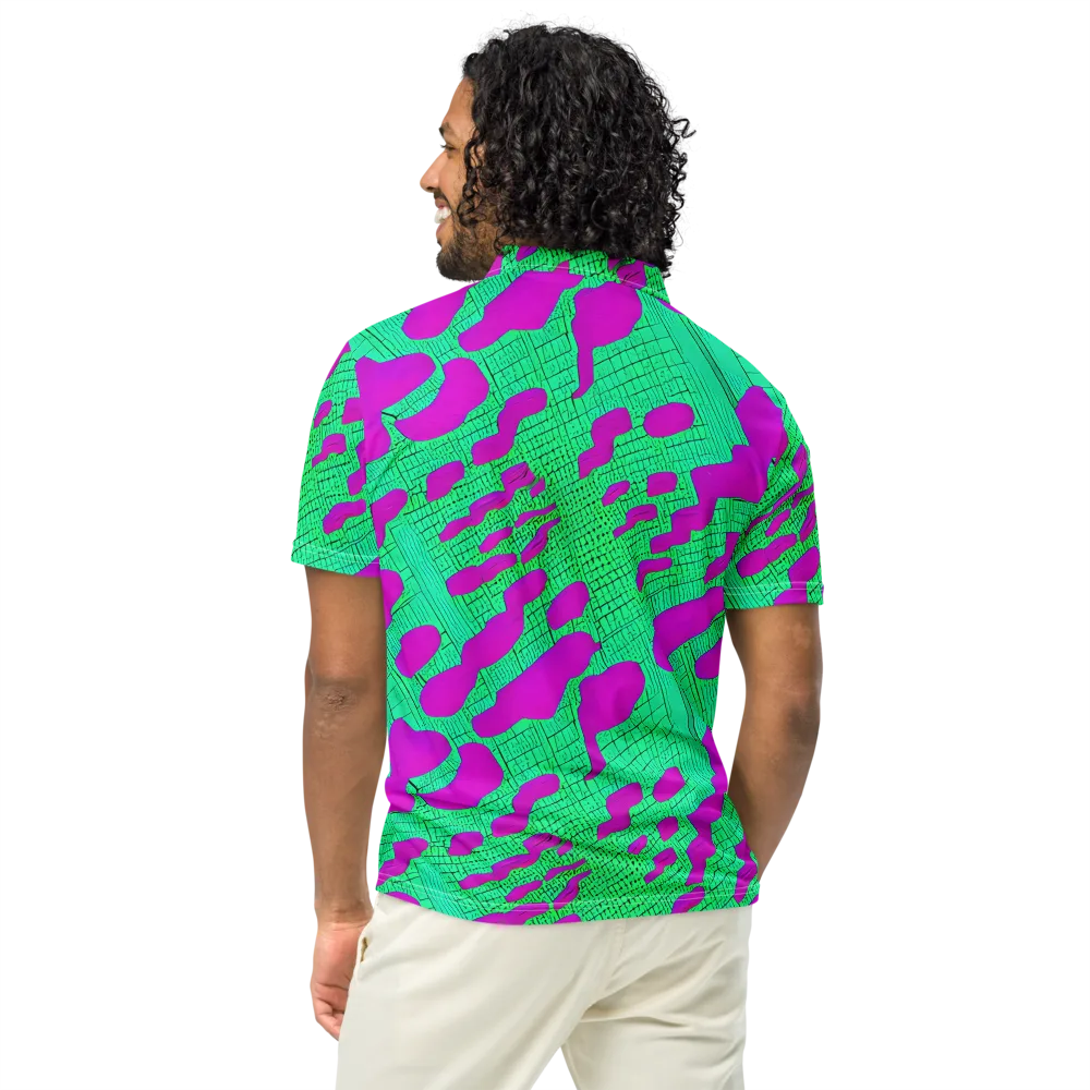 Electric Scale on Men's Slim Fit Polo Shirt — Back