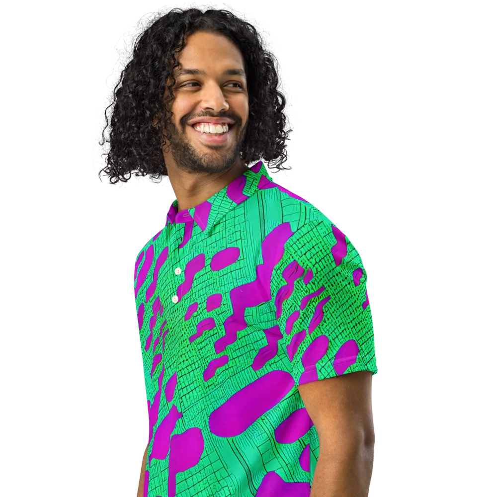 Electric Scale on Men's Slim Fit Polo Shirt — Left Front