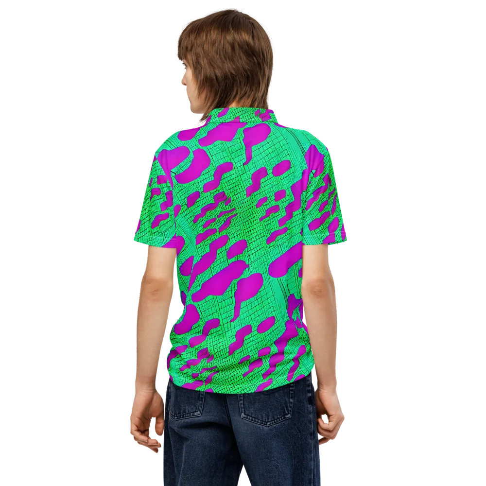 Electric Scale on Men's Slim Fit Polo Shirt — Back