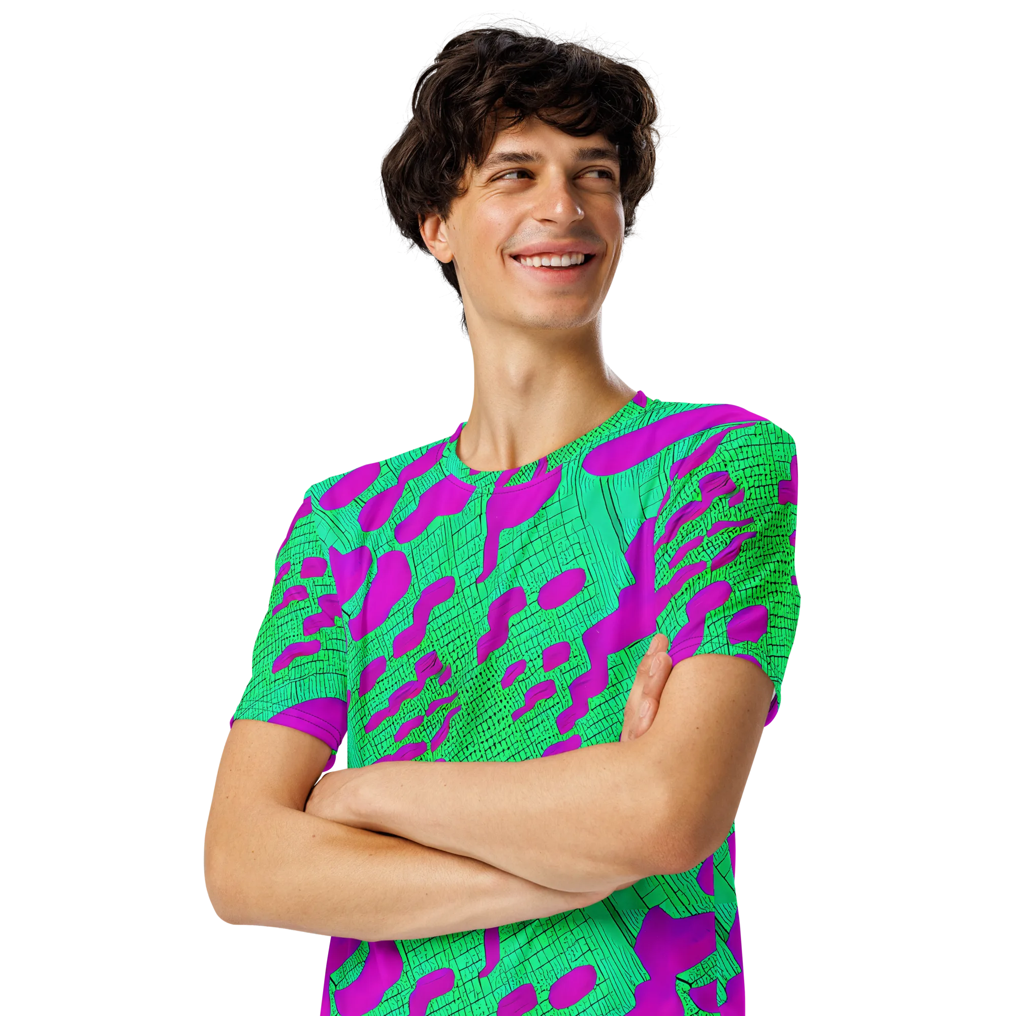 Electric Scale on Men's Crew Neck T-Shirt — Left Front