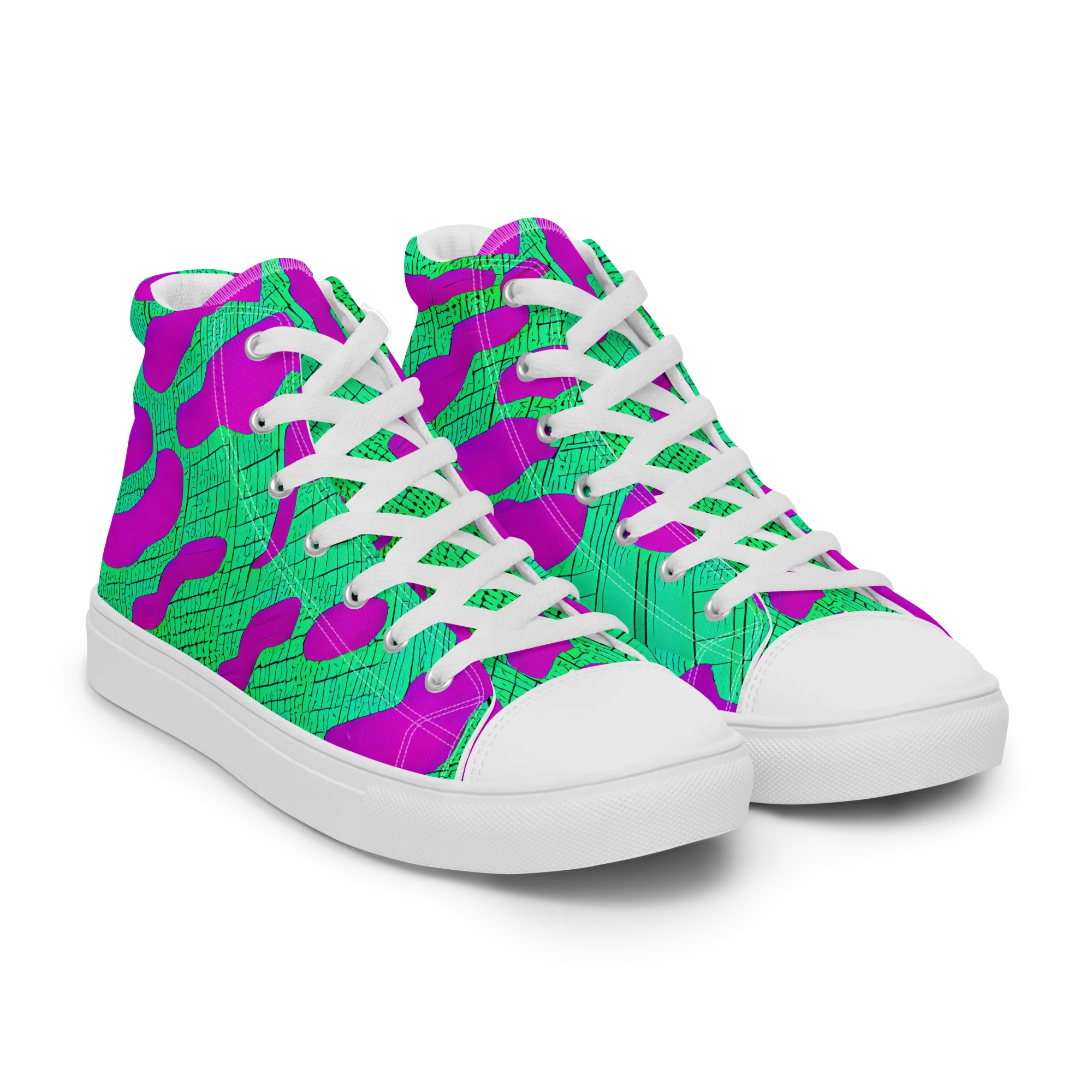 Electric Scale on Men's High Top Canvas Shoes — Right Front
