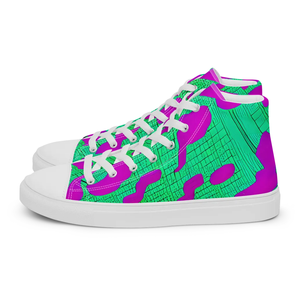 Electric Scale on Men's High Top Canvas Shoes — Left