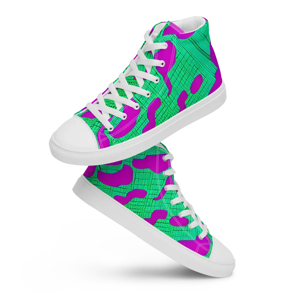 Electric Scale on Men's High Top Canvas Shoes — Front