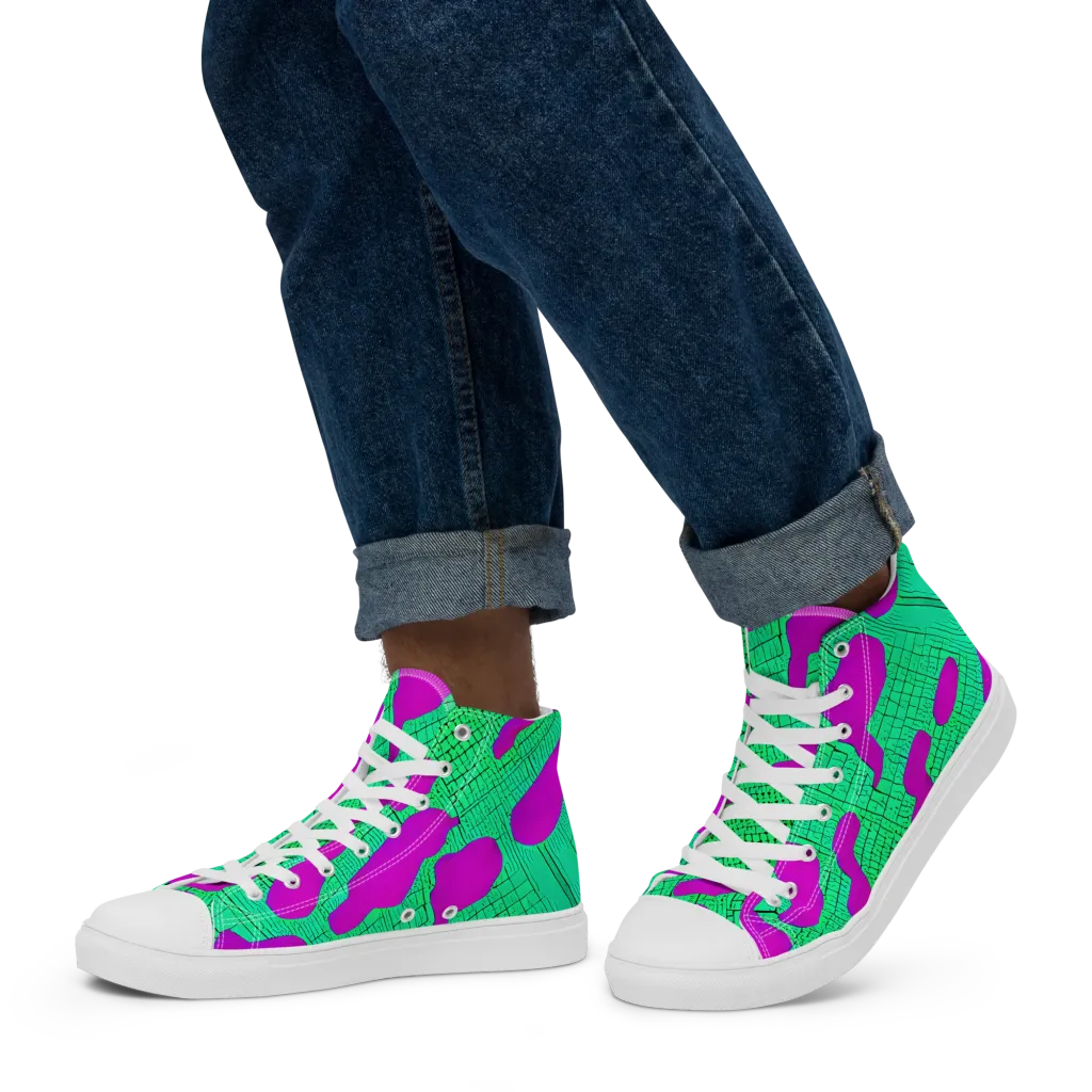 Electric Scale on Men's High Top Canvas Shoes — Left