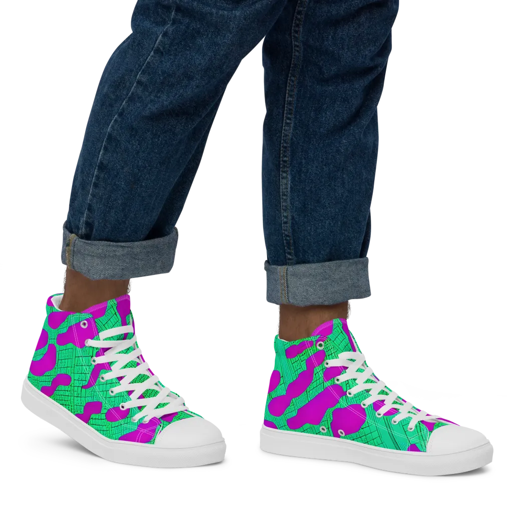 Electric Scale on Men's High Top Canvas Shoes — Right