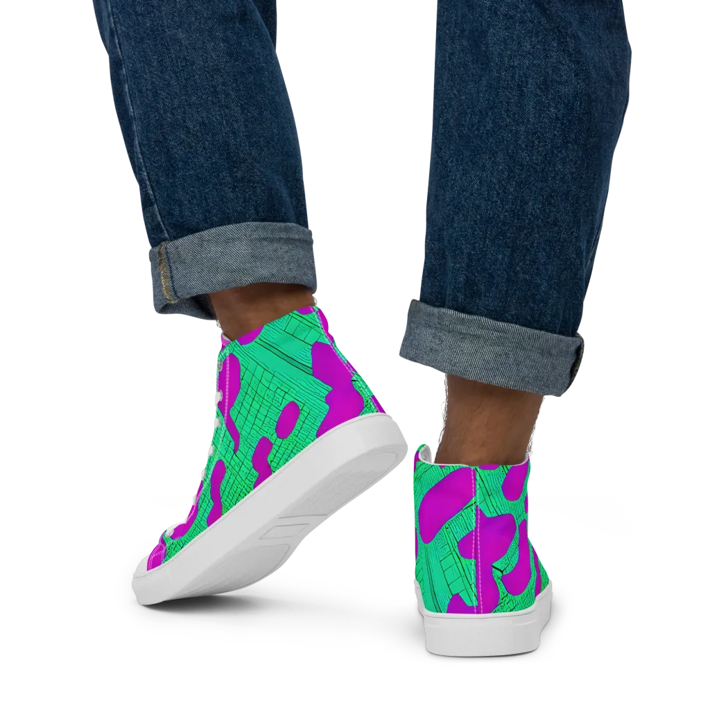 Electric Scale on Men's High Top Canvas Shoes — Back